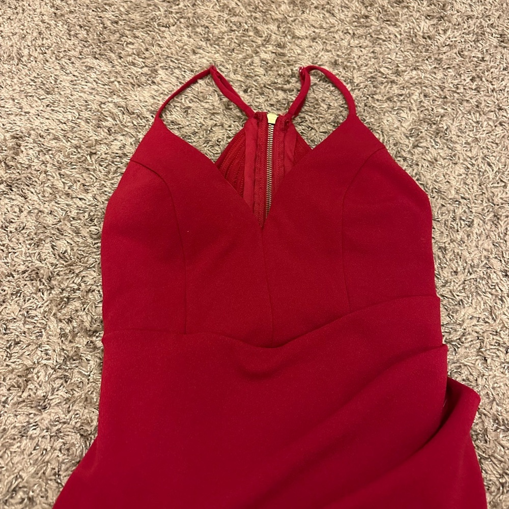 Midi red halter dress